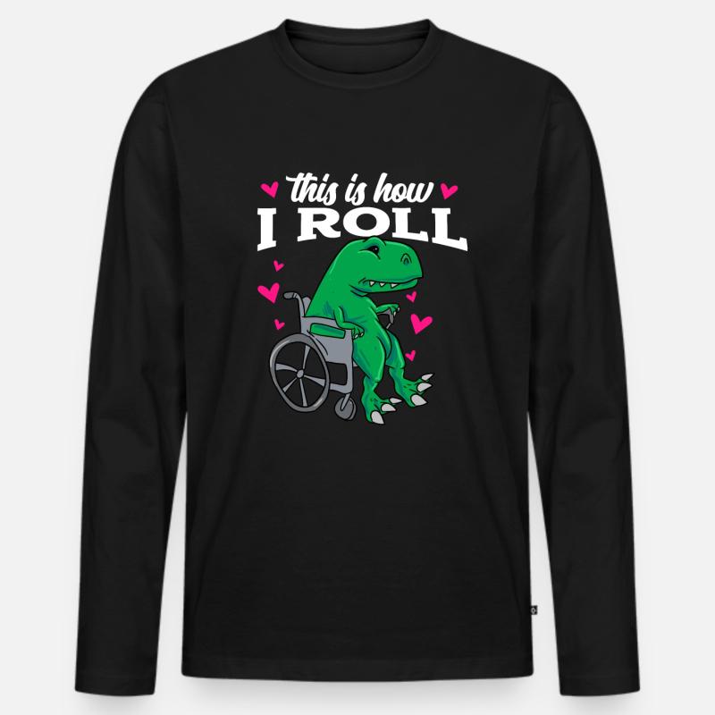Rollstuhl - Männer Premium Bio Langarmshirt - Schwarz