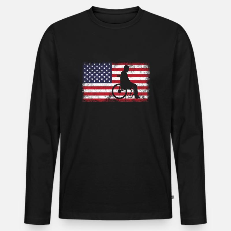 Rollstuhl - Männer Premium Bio Langarmshirt - Schwarz