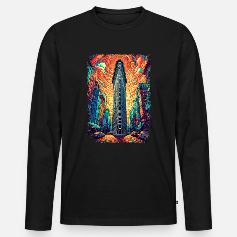 New York - Männer Premium Bio Langarmshirt - Schwarz