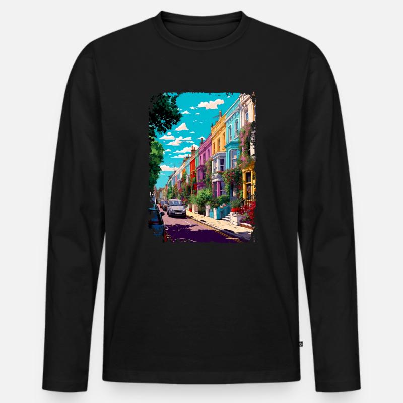 London - Männer Premium Bio Langarmshirt - Schwarz