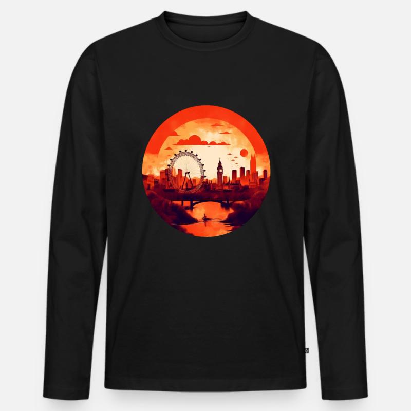 London - Männer Premium Bio Langarmshirt - Schwarz
