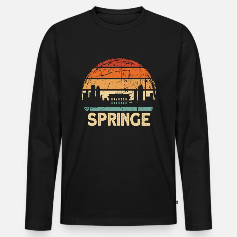 Springe - Männer Premium Bio Langarmshirt - Schwarz