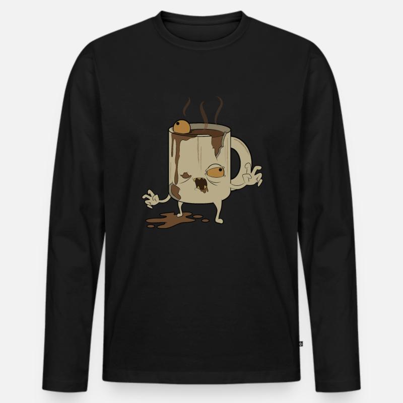 Monster-Kaffee - Männer Premium Bio Langarmshirt - Schwarz
