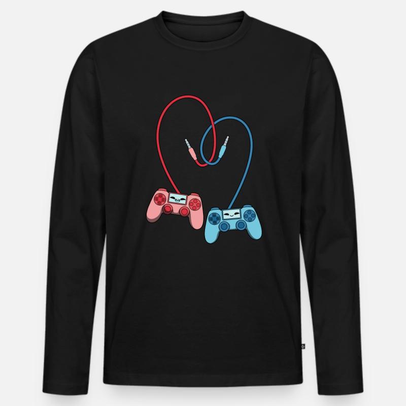 Gaming Controller Liebe - Männer Premium Bio Langarmshirt - Schwarz