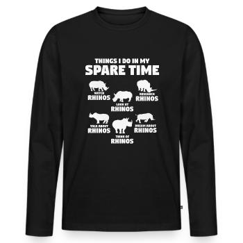 Rhinoceros - Men's Premium Organic Long Sleeve Shirt - black - Front - Nico (187cm)