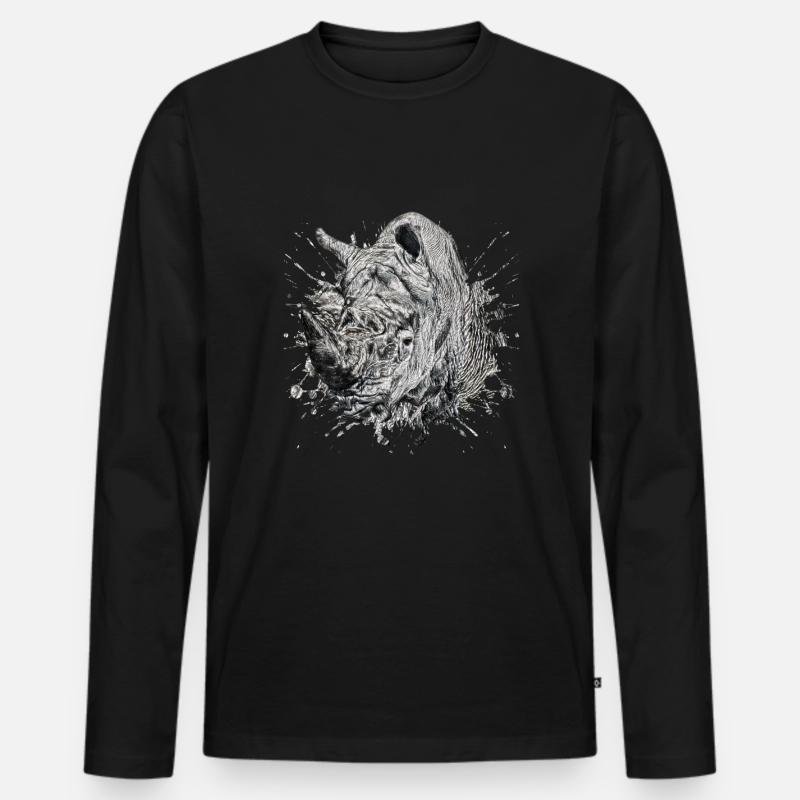 Nashorn - Männer Premium Bio Langarmshirt - Schwarz