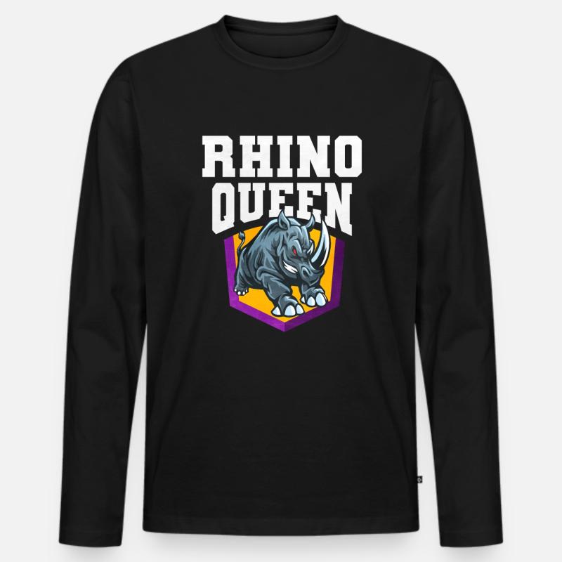 Nashorn - Männer Premium Bio Langarmshirt - Schwarz