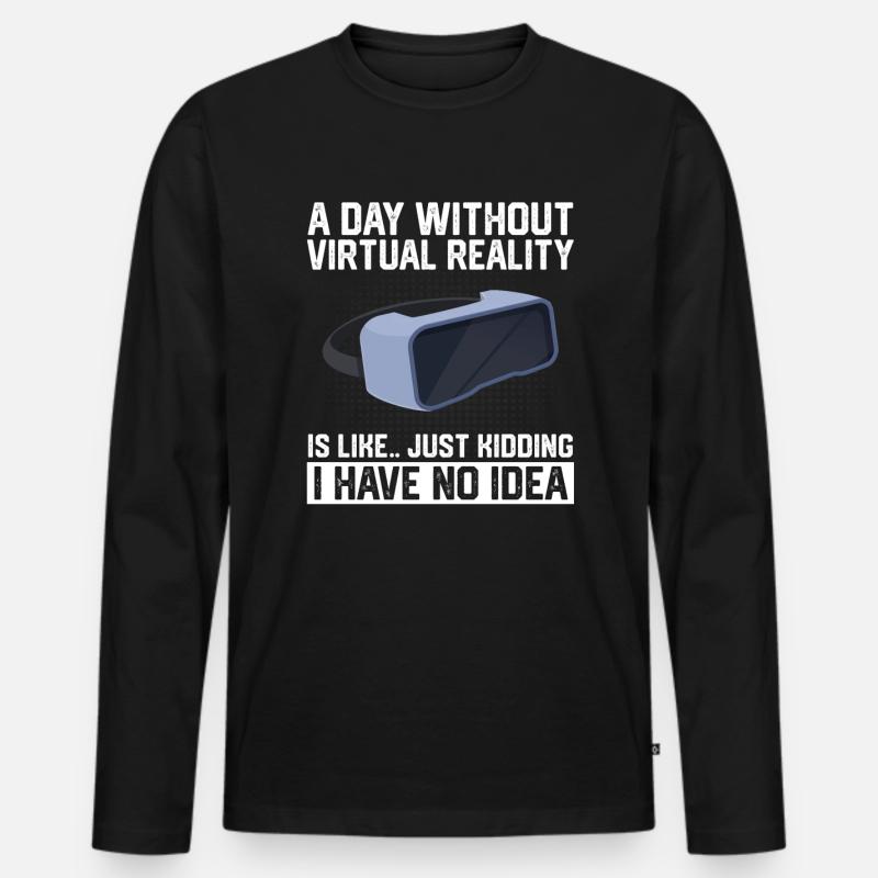 Virtual Reality VR Geschenk - Männer Premium Bio Langarmshirt - Schwarz