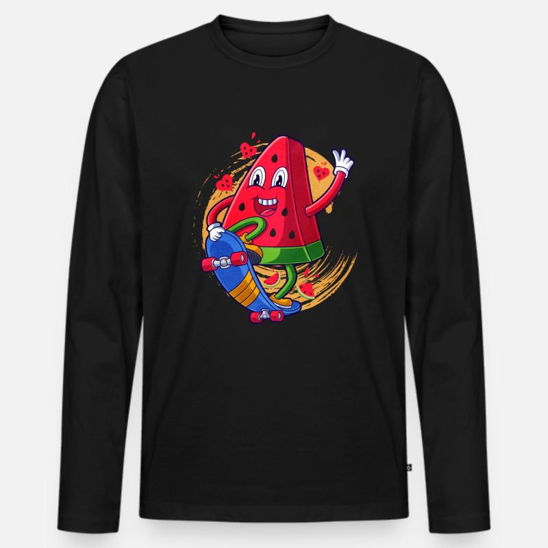 Wassermelone - Männer Premium Bio Langarmshirt - Schwarz