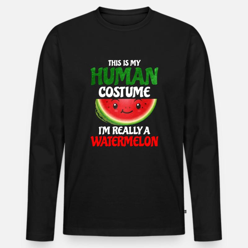 Wassermelone - Männer Premium Bio Langarmshirt - Schwarz