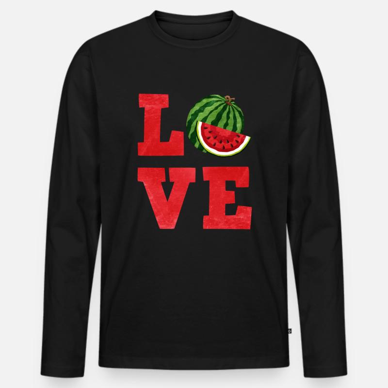 Wassermelone - Männer Premium Bio Langarmshirt - Schwarz