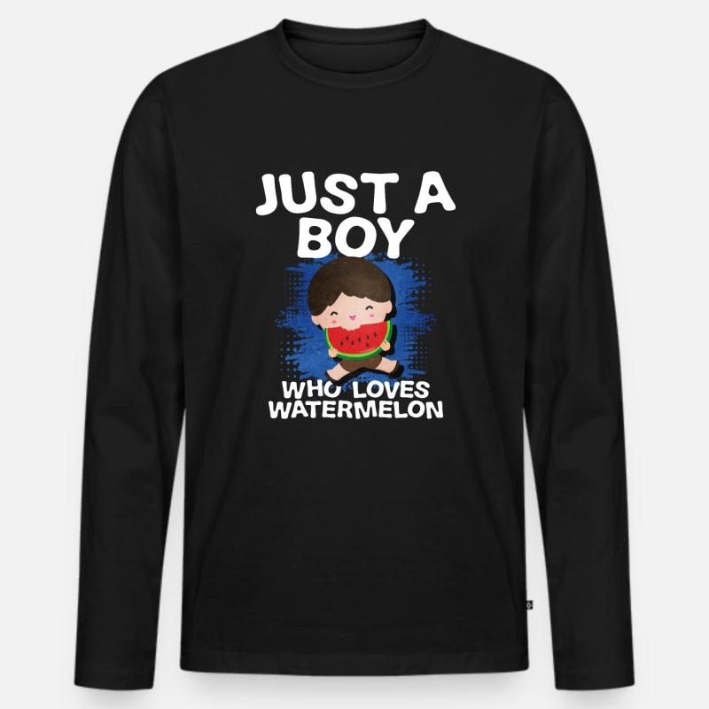 Wassermelone - Männer Premium Bio Langarmshirt - Schwarz