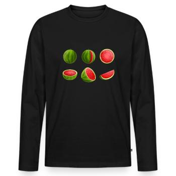 Watermelon - Men's Premium Organic Long Sleeve Shirt - black - Front - Nico (187cm)