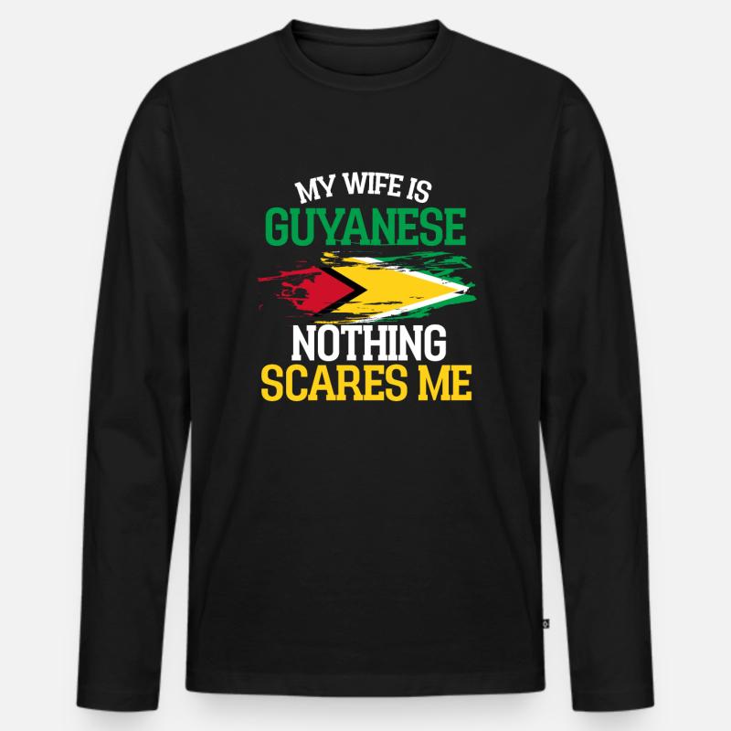 Guyana - Männer Premium Bio Langarmshirt - Schwarz