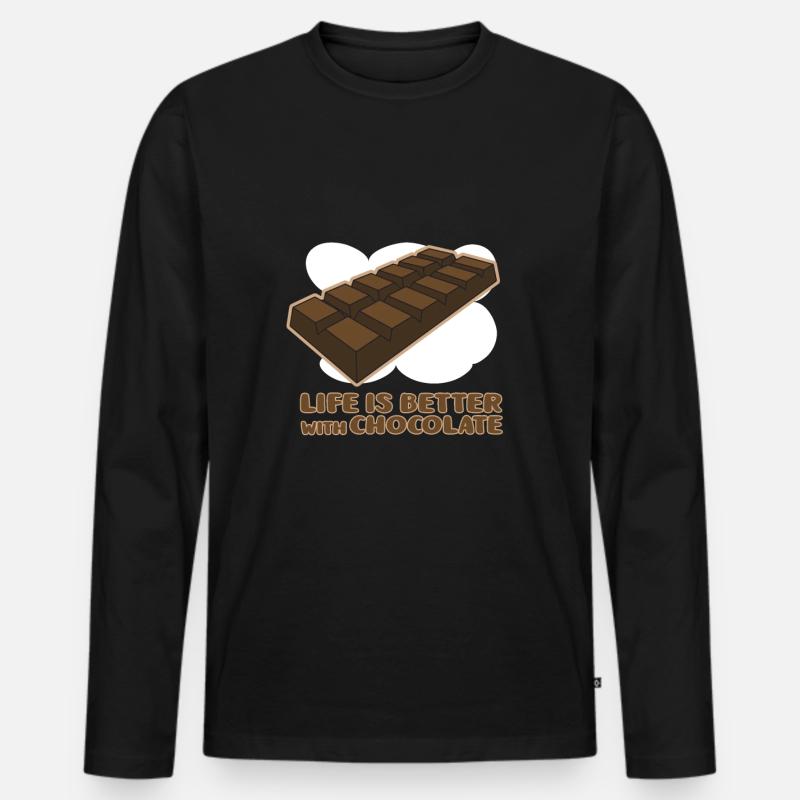 Schokolade - Männer Premium Bio Langarmshirt - Schwarz