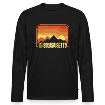 Massachusetts - Männer Premium Bio Langarmshirt - Schwarz - Vorne - Nico (187cm)