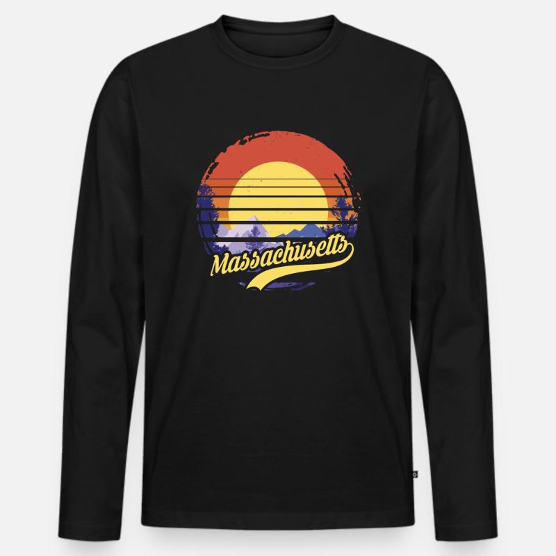 Massachusetts - Männer Premium Bio Langarmshirt - Schwarz