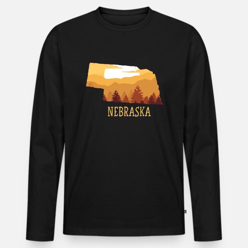 Nebraska - Männer Premium Bio Langarmshirt - Schwarz