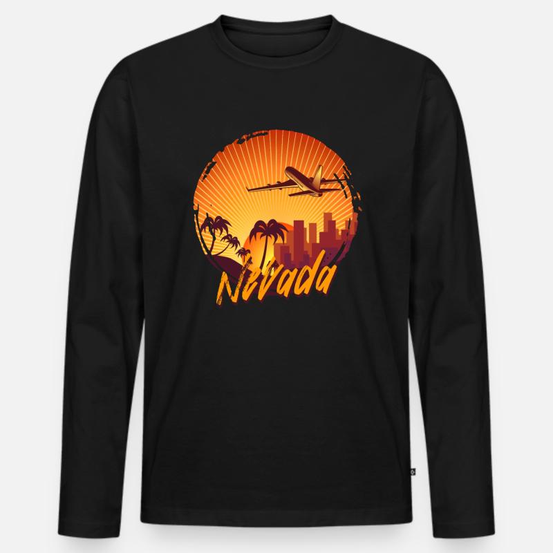 Nevada - Männer Premium Bio Langarmshirt - Schwarz