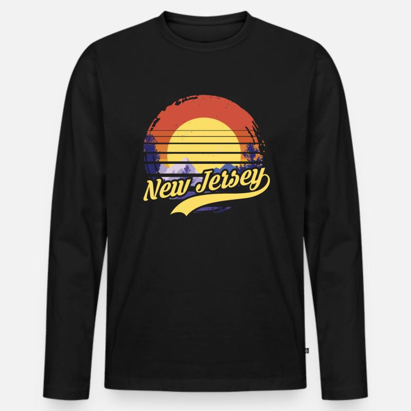New Jersey - Männer Premium Bio Langarmshirt - Schwarz