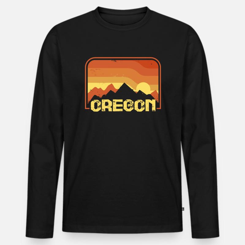 Oregon - Männer Premium Bio Langarmshirt - Schwarz
