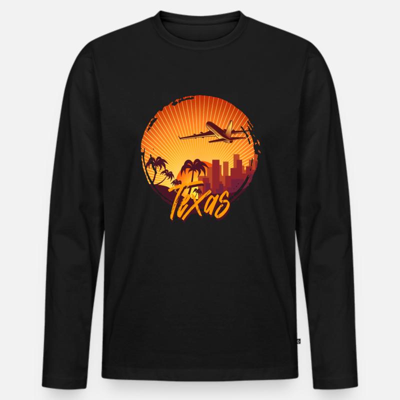 Texas - Männer Premium Bio Langarmshirt - Schwarz