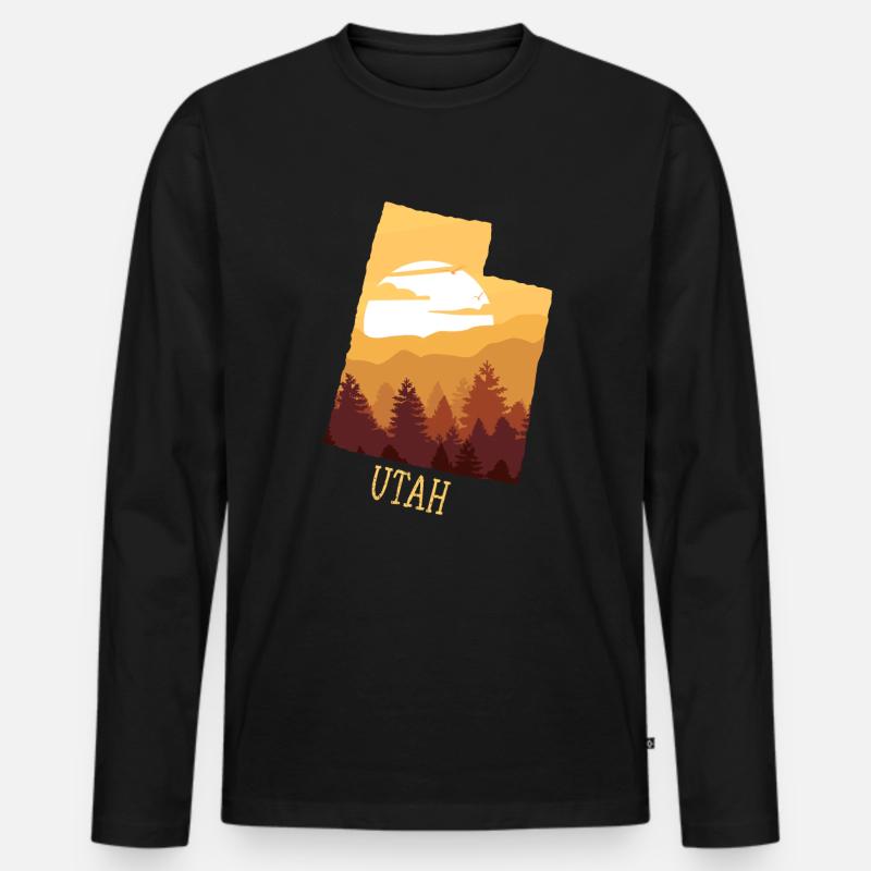 Utah - Männer Premium Bio Langarmshirt - Schwarz