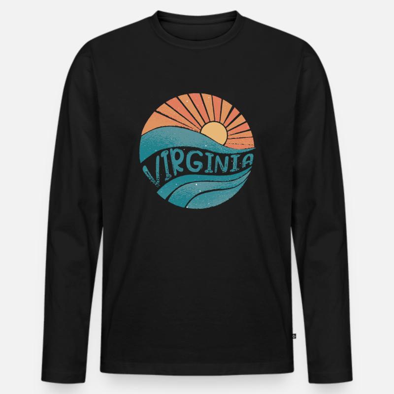 Virginia - Männer Premium Bio Langarmshirt - Schwarz