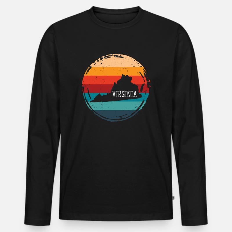 Virginia - Männer Premium Bio Langarmshirt - Schwarz