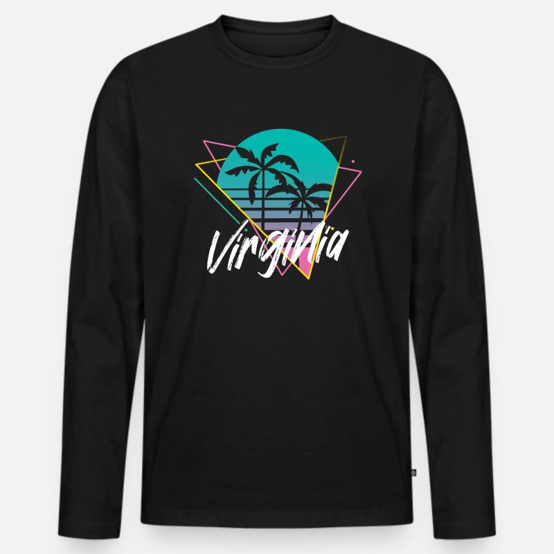 Virginia - Männer Premium Bio Langarmshirt - Schwarz