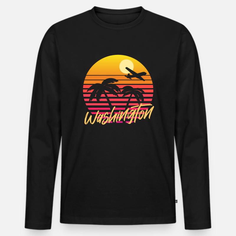 Washington - Männer Premium Bio Langarmshirt - Schwarz