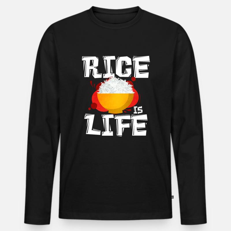 Reis - Männer Premium Bio Langarmshirt - Schwarz