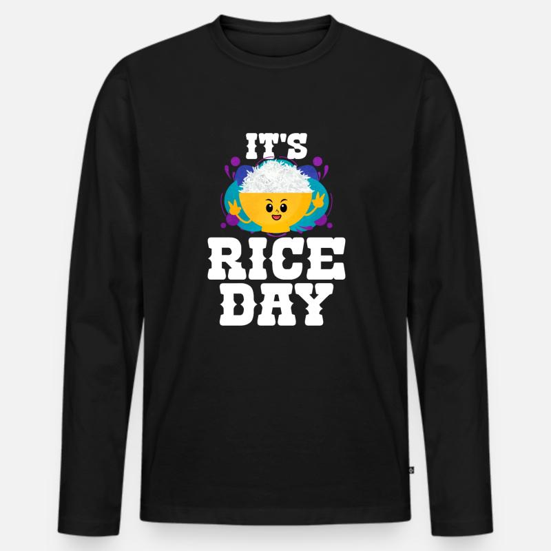 Reis - Männer Premium Bio Langarmshirt - Schwarz