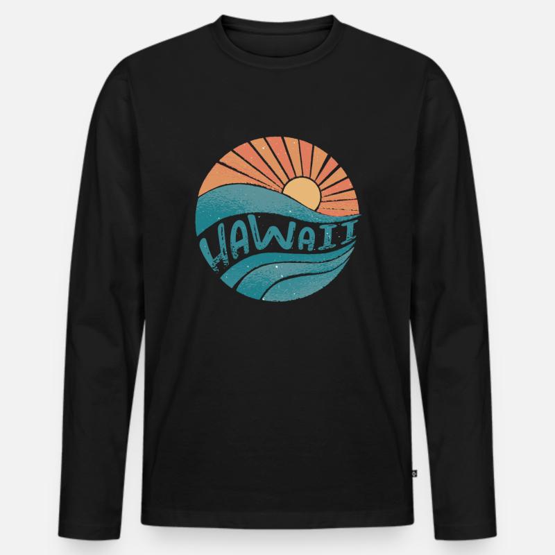 hawaii - Männer Premium Bio Langarmshirt - Schwarz