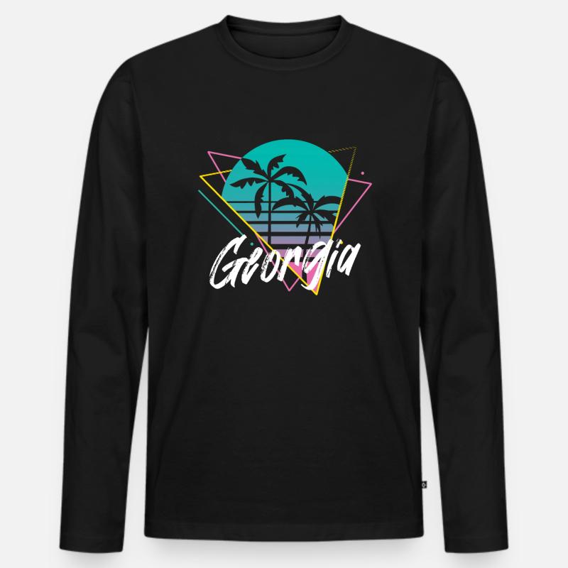 georgia - Männer Premium Bio Langarmshirt - Schwarz