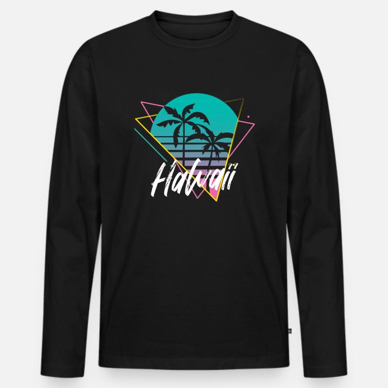 hawaii - Männer Premium Bio Langarmshirt - Schwarz