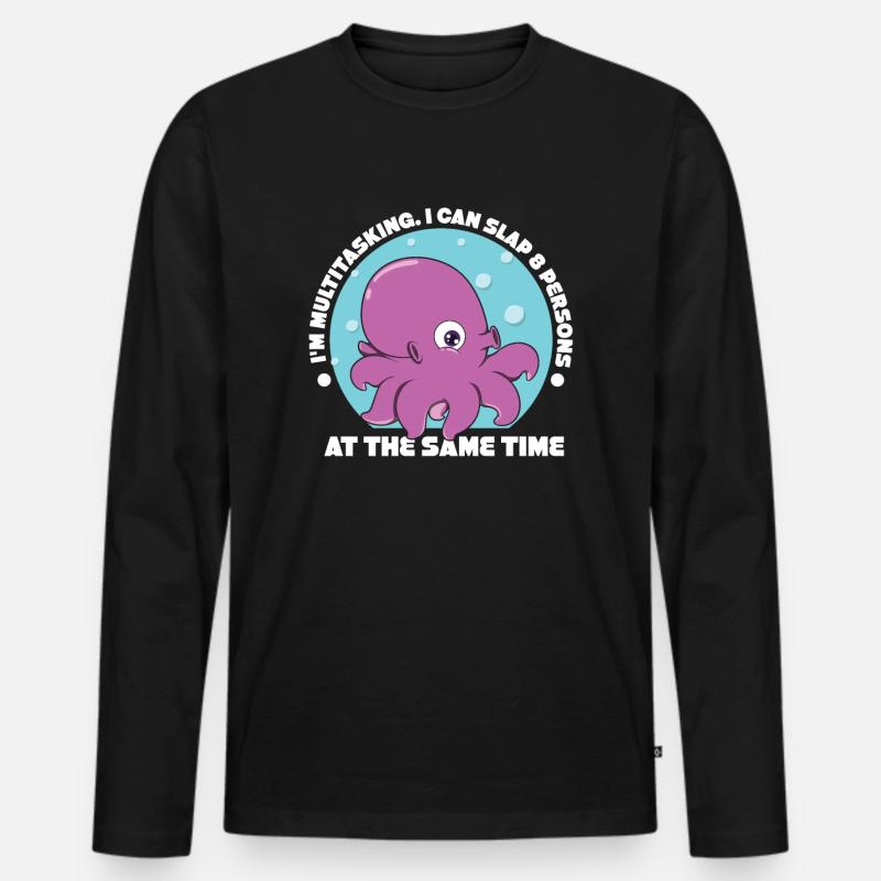 Krake - Männer Premium Bio Langarmshirt - Schwarz