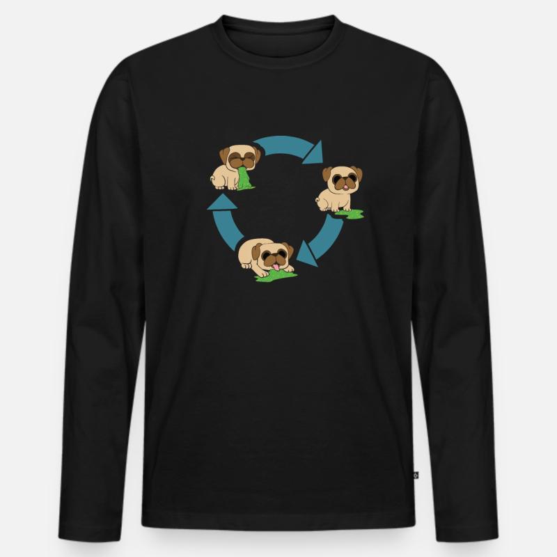 Mops Umweltschutz - Männer Premium Bio Langarmshirt - Schwarz