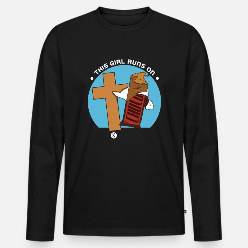 Jesus und Schokolade - Männer Premium Bio Langarmshirt - Schwarz
