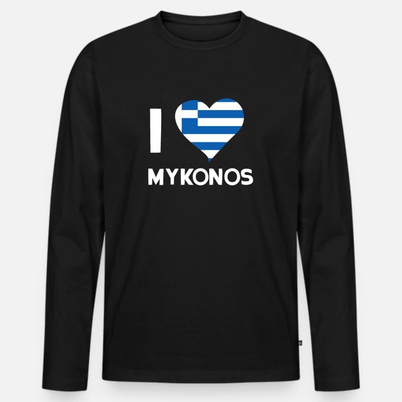 Mykonos - Männer Premium Bio Langarmshirt - Schwarz