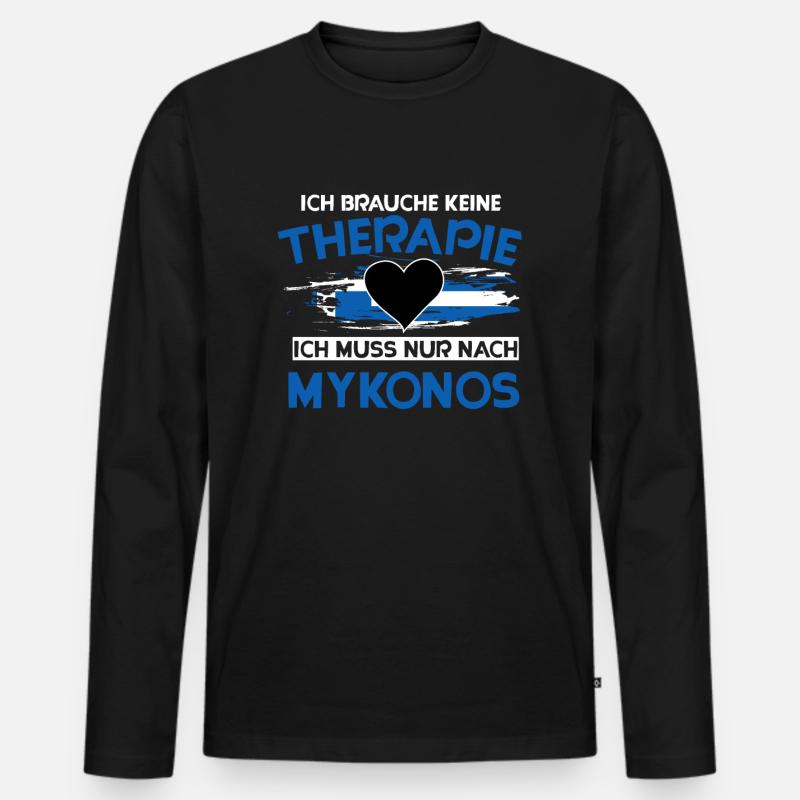 Mykonos - Männer Premium Bio Langarmshirt - Schwarz