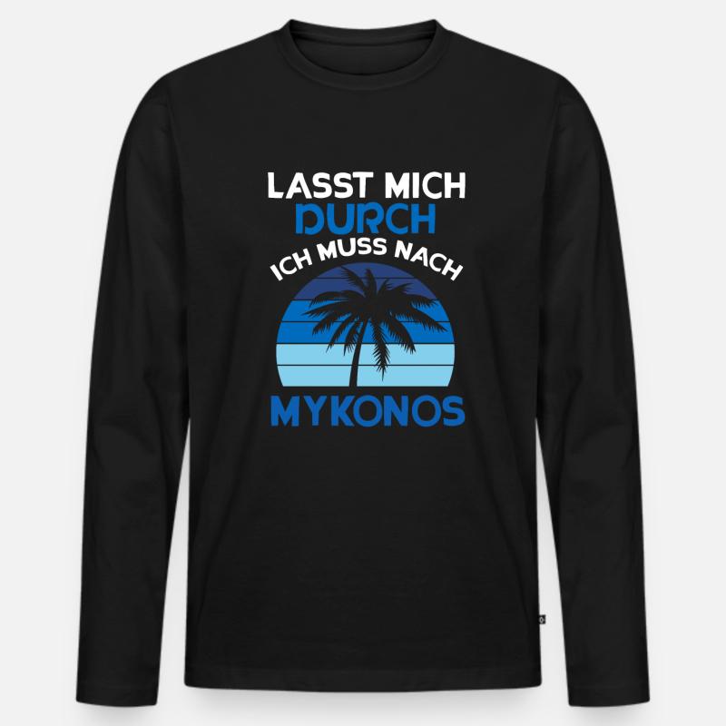 Mykonos - Männer Premium Bio Langarmshirt - Schwarz