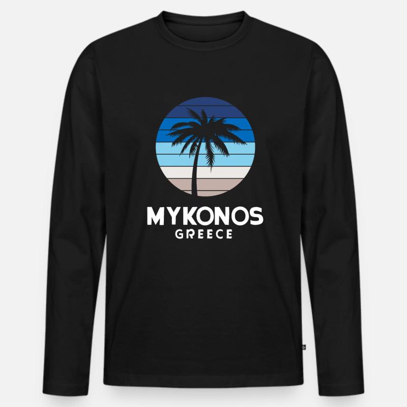 Mykonos - Männer Premium Bio Langarmshirt - Schwarz