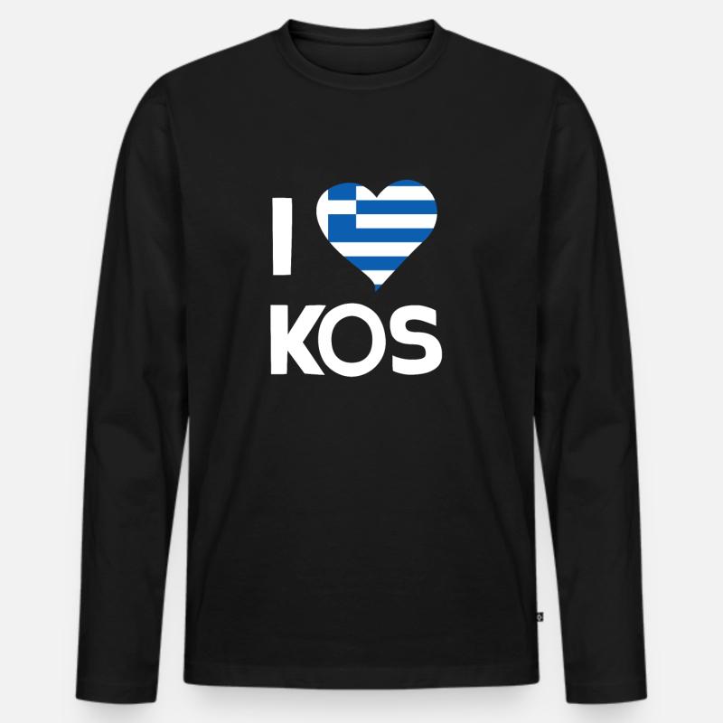 Kos - Männer Premium Bio Langarmshirt - Schwarz