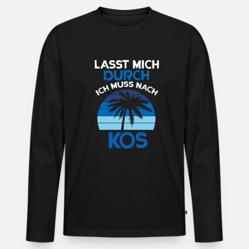 Kos - Männer Premium Bio Langarmshirt - Schwarz