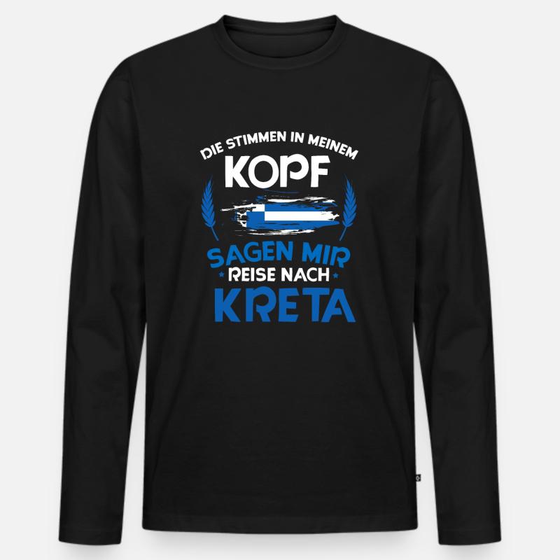 Kreta - Männer Premium Bio Langarmshirt - Schwarz