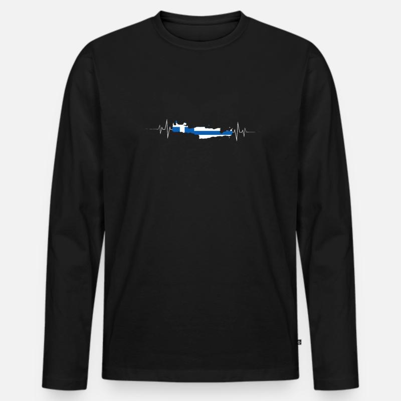 Kreta - Männer Premium Bio Langarmshirt - Schwarz
