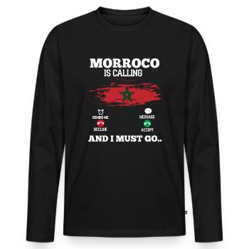 Maroc - T-shirt manches longues Premium bio Homme - noir - Devant - Nico (187cm)