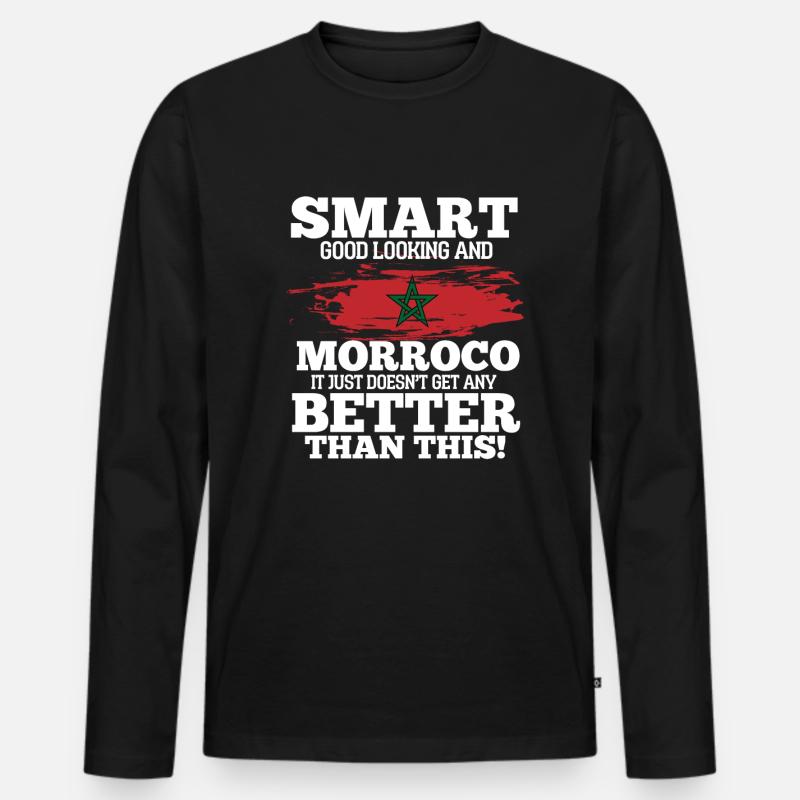 Marokko - Männer Premium Bio Langarmshirt - Schwarz