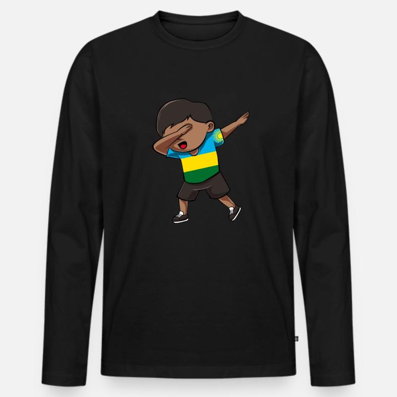 Rwanda - Männer Premium Bio Langarmshirt - Schwarz